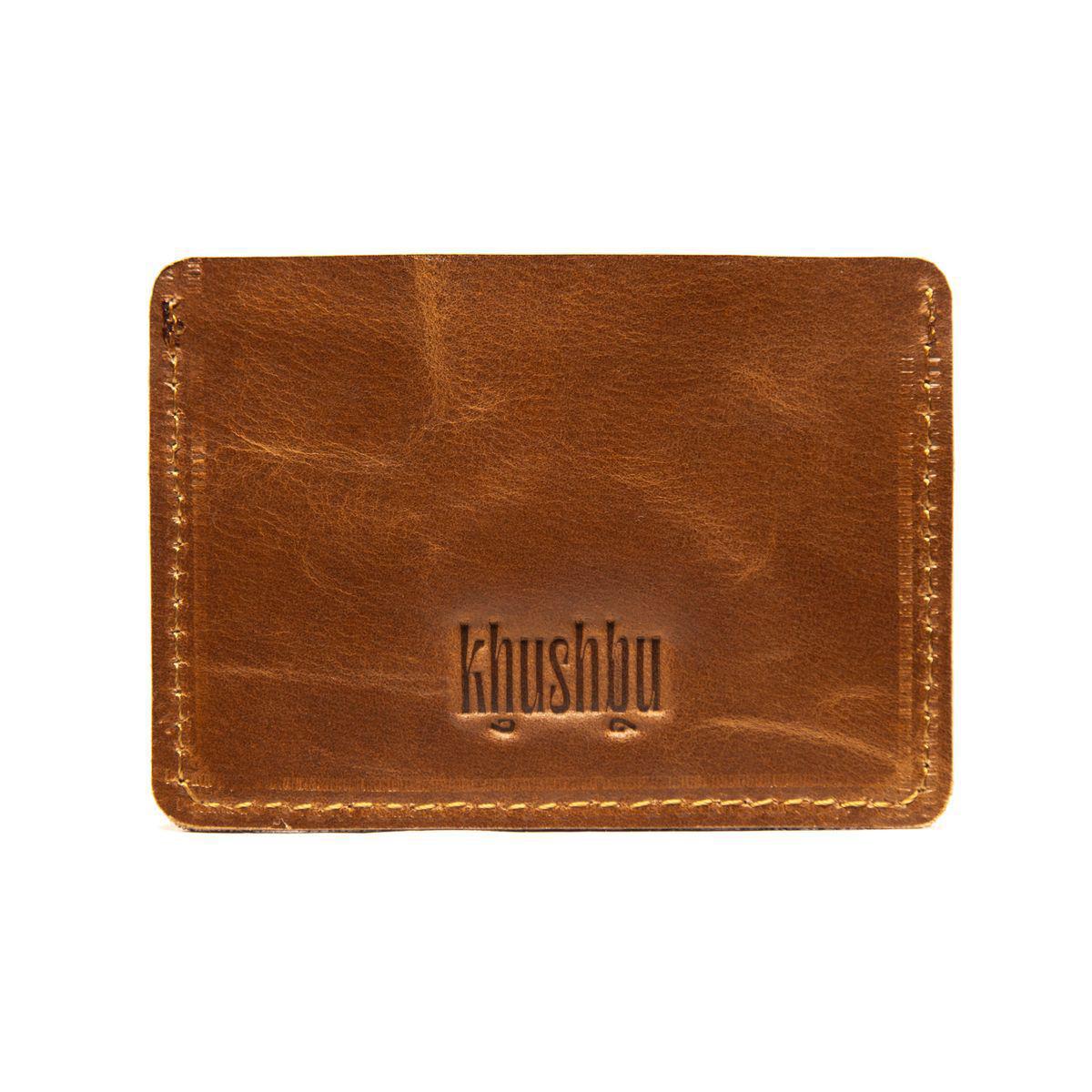 Horizontal Leather Slim Wallet w/ Fabric