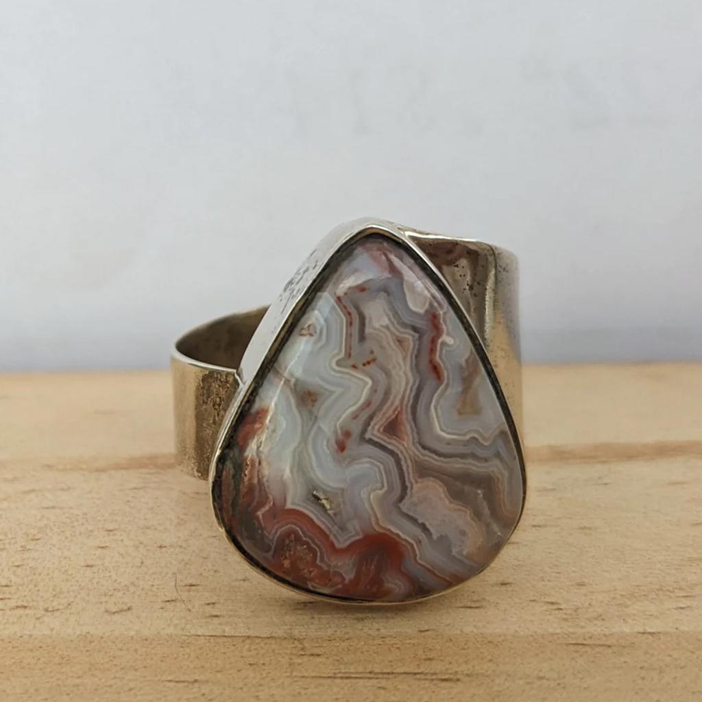 Crazy Lace Agate Silver Ring