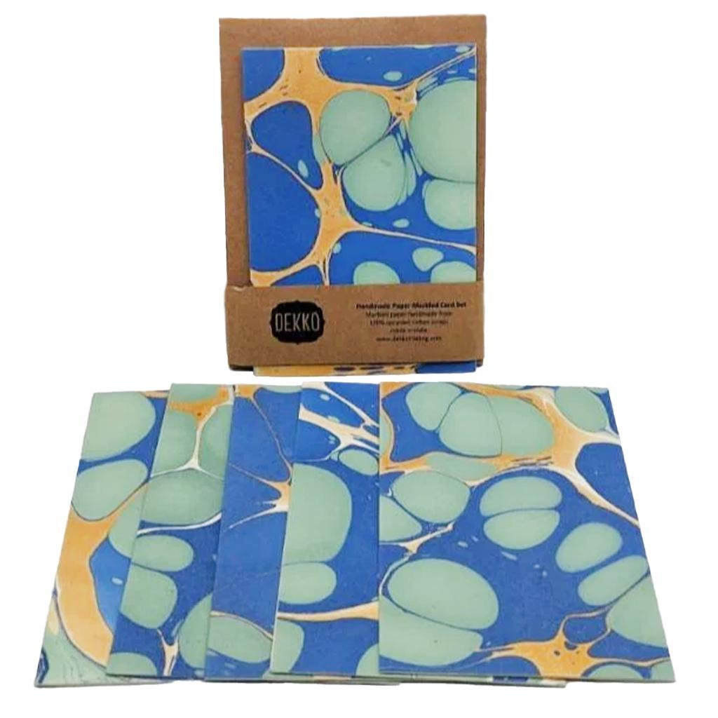 Ocean Blue Marbled Card Set of 6