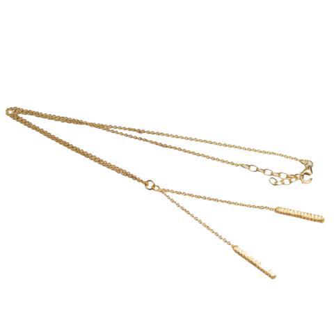 Gold Plated Lariat Bar Necklace