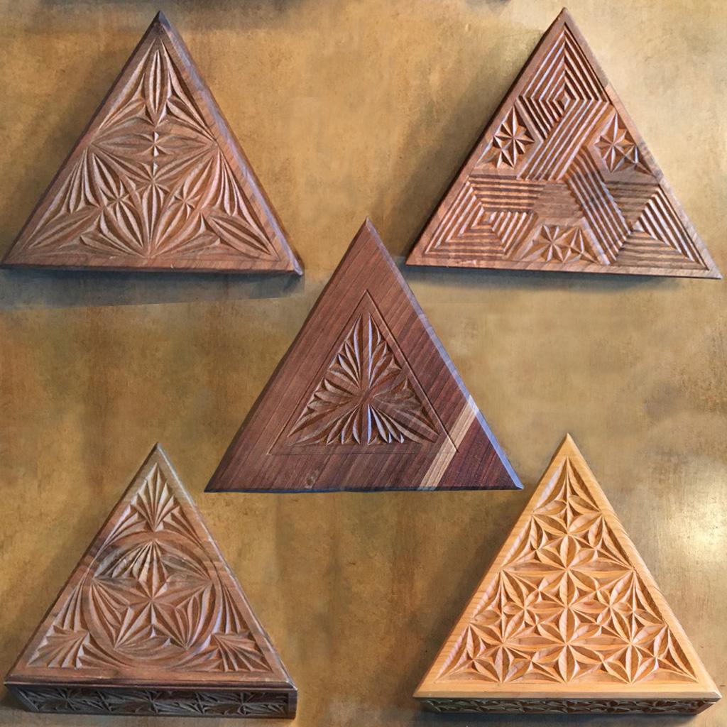 Carved Triangular Box - 8x8x8in