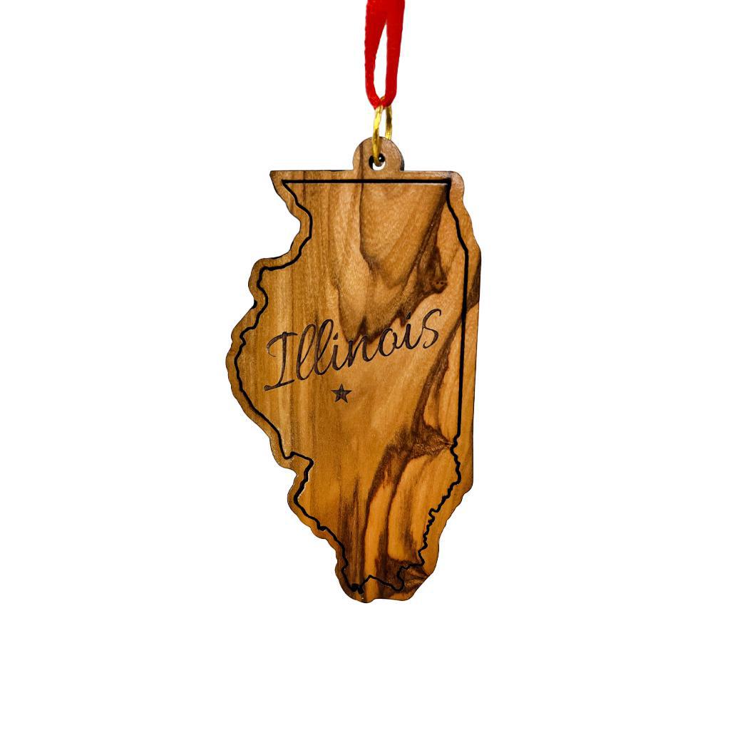Olive Wood State Ornament