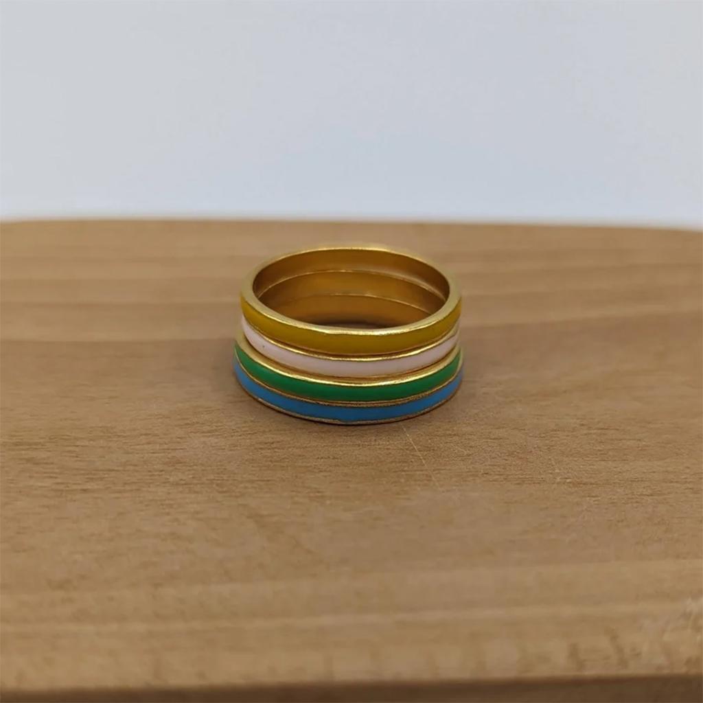 Green Enamel and Brass Ring