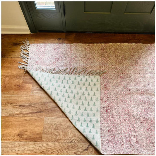 Block Print Woven Christmas Rug