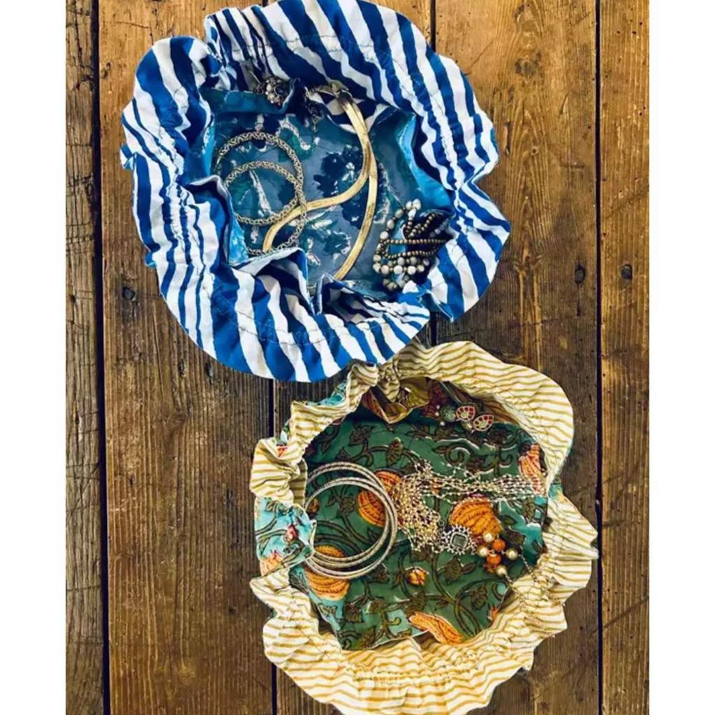 Block Print Jewelry Pouch