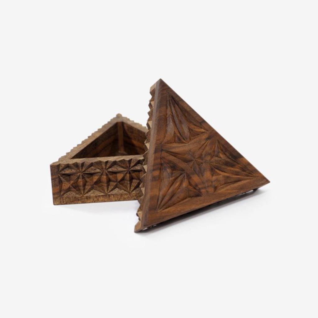 Carved Triangular Box - 6x6x6in