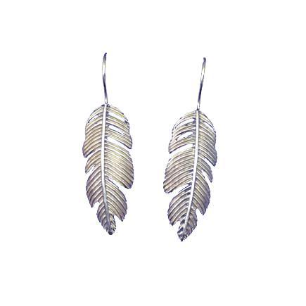 Rustic Silver Feather Earrings
