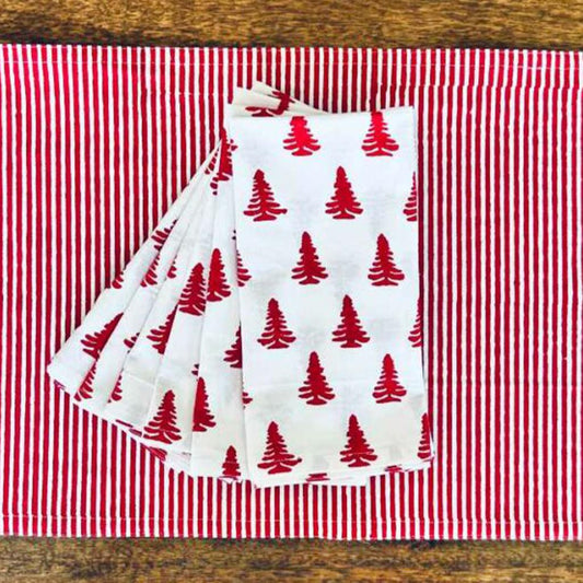 Block Print Christmas Napkin - Set of 6