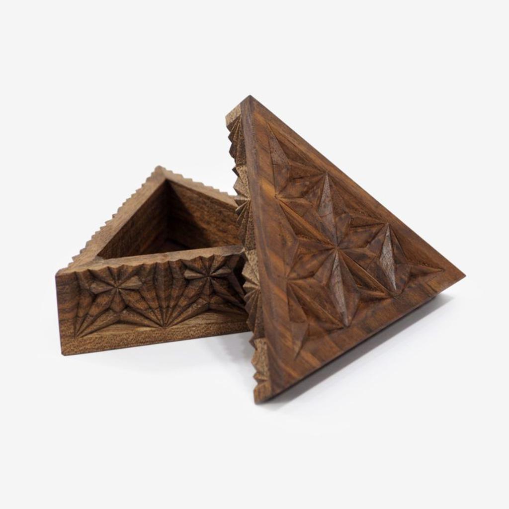 Carved Triangular Box - 6x6x6in