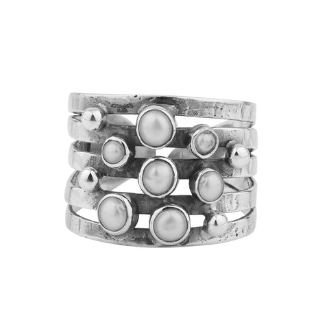 Pearl & Silver Cuff Ring