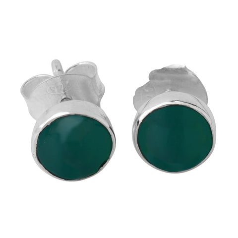 Green Onyx Round Earrings