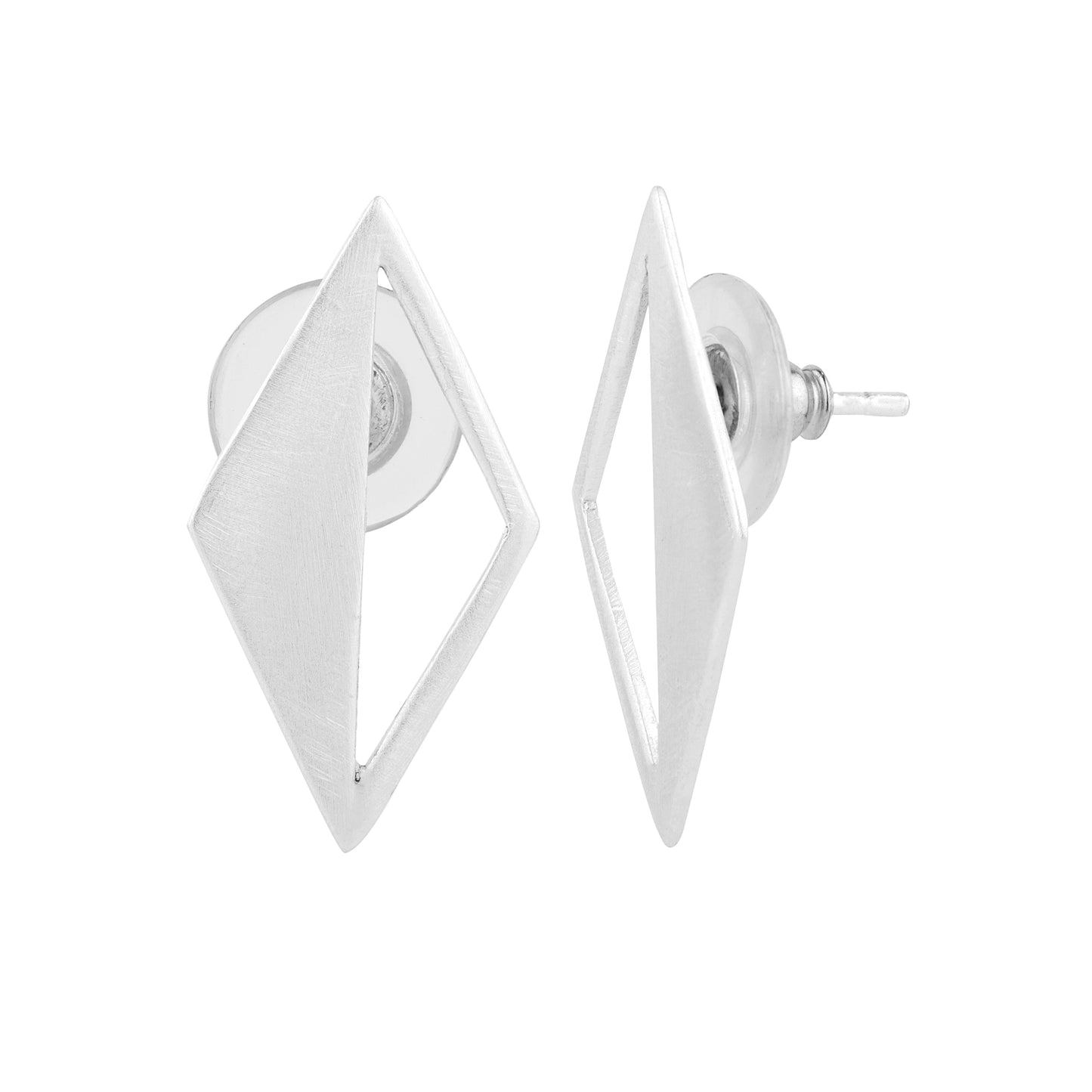 Silver Plated Mirrored Triangle Earrings