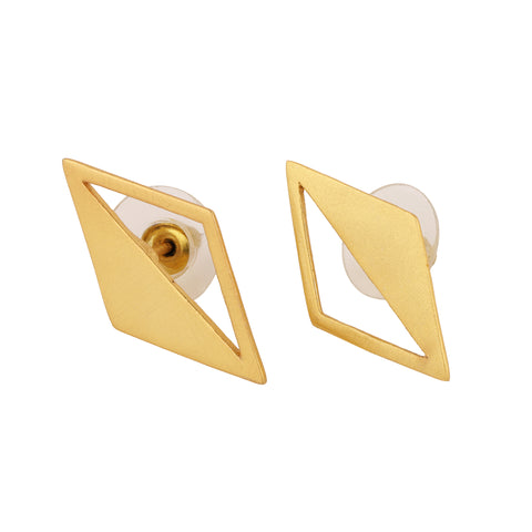 Gold Plated Mirrored Triangle Earrings