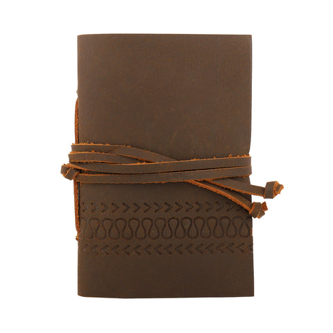 Leather Fishbone Pocket Journal