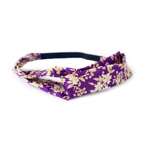 Purple and White Sari Headband