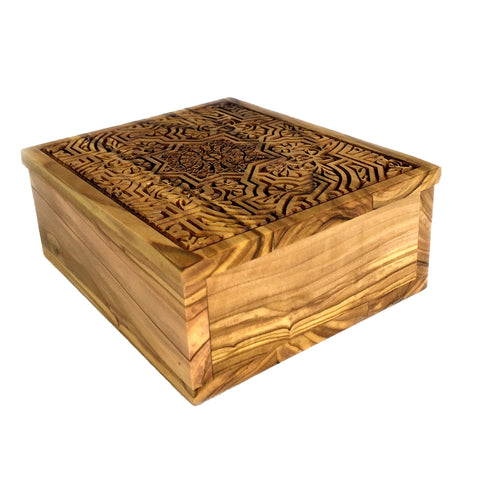 Olive Wood Stenciled Box
