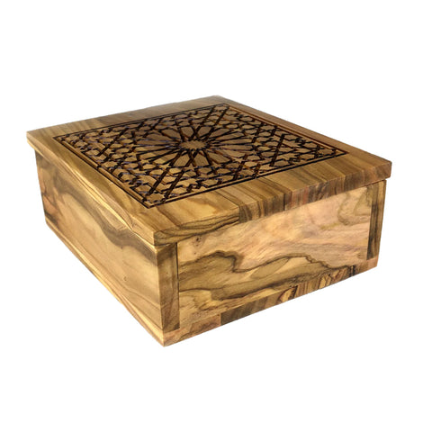 Olive Wood Star Stenciled Box