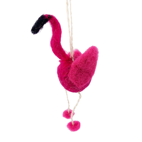 Flamingo Felted Ornament