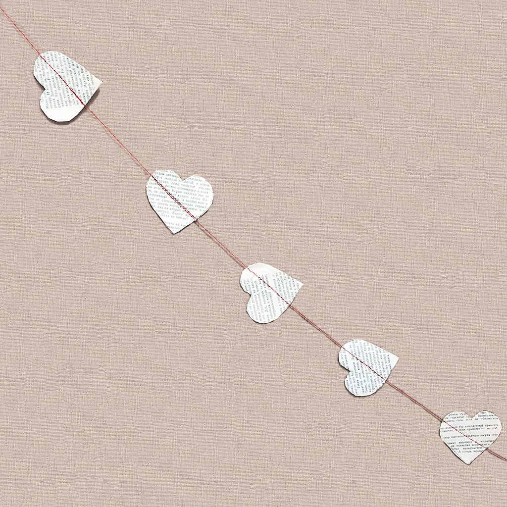 Book Page Paper Heart Garland