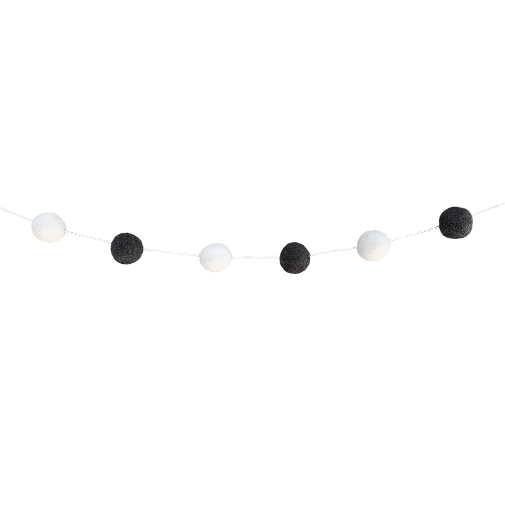 Monochrome Wool Ball Garland