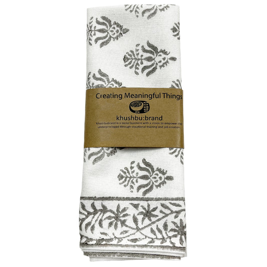 Grey Lotus Tea Towel