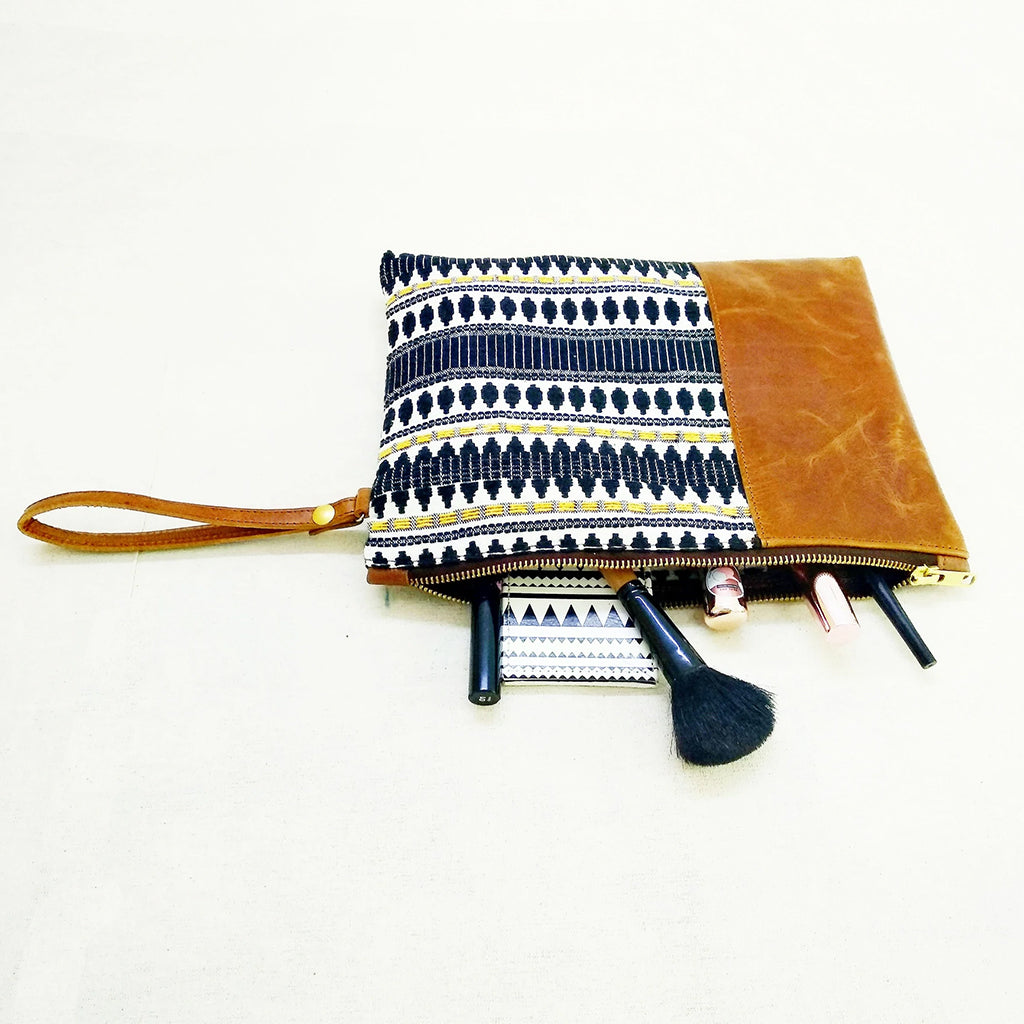Happy Lines Leather Clutch