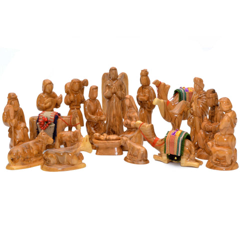 20-Piece Olive Wood Nativity Set