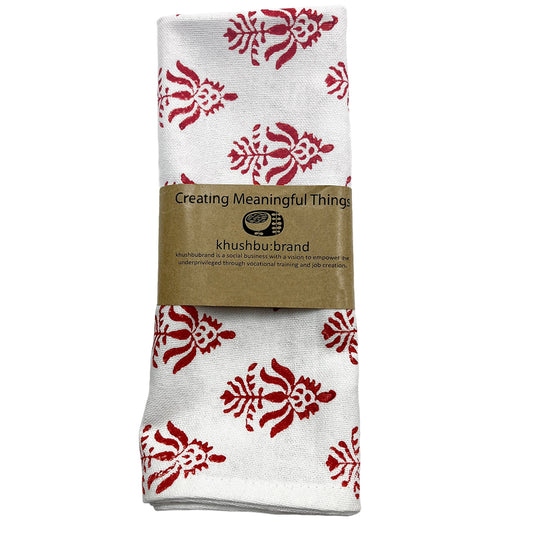 Red Lotus Tea Towel