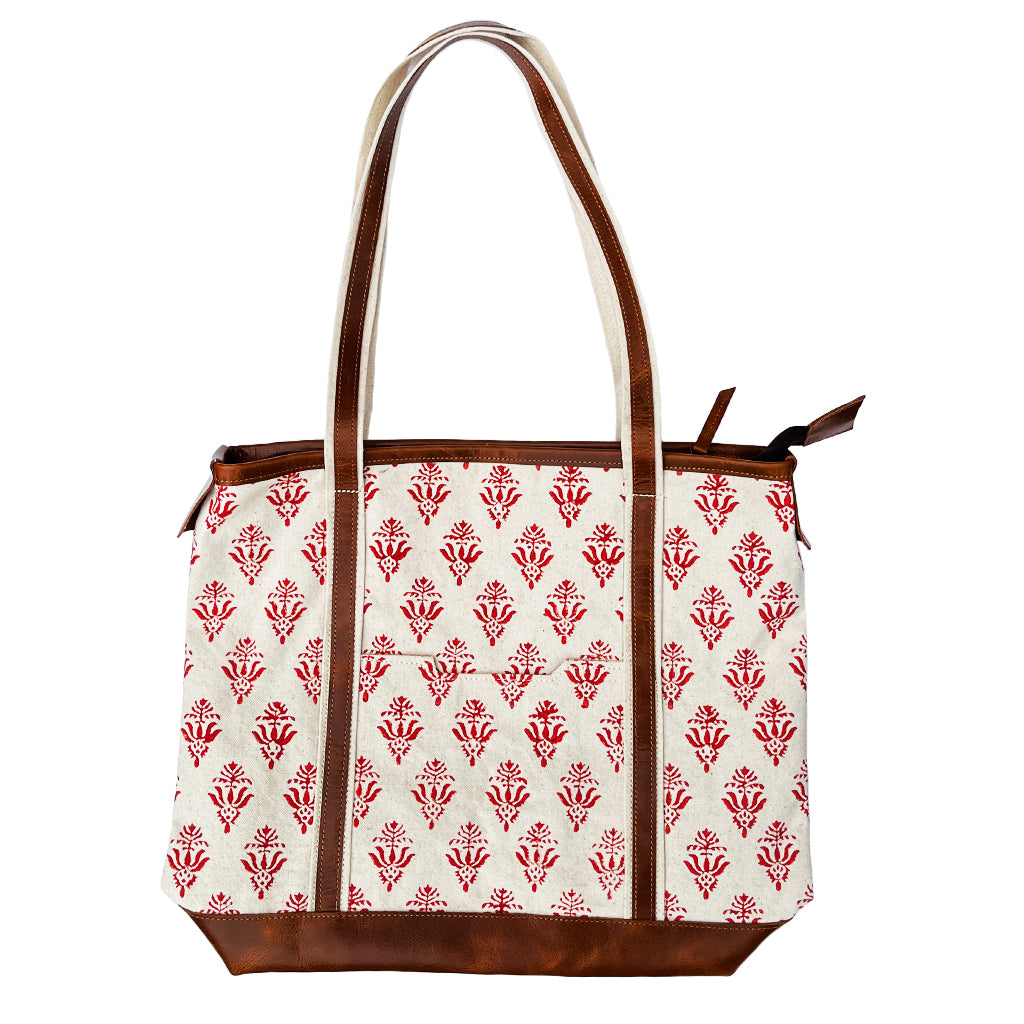 Red Lotus Leather Tote