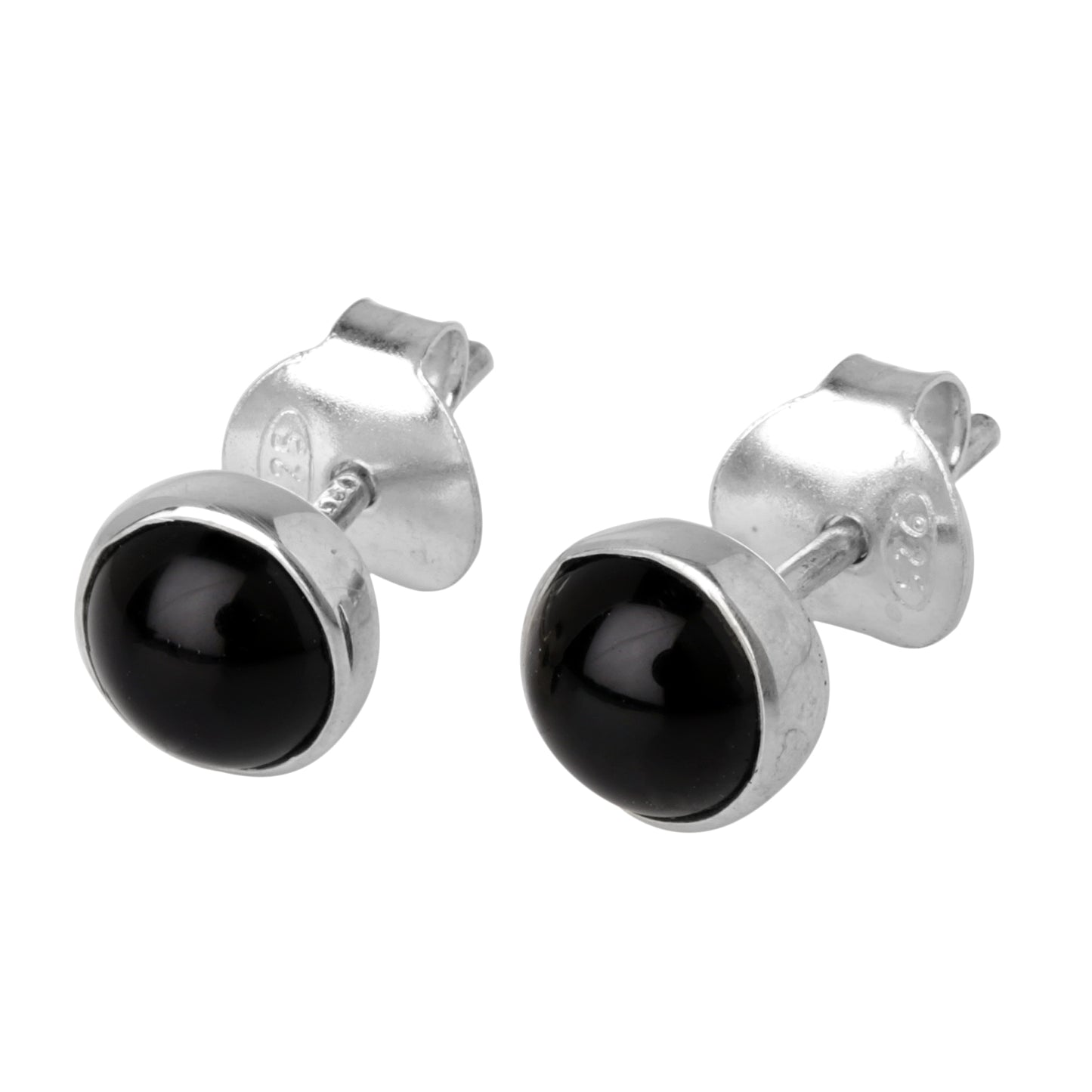 Black Onyx Round Earrings