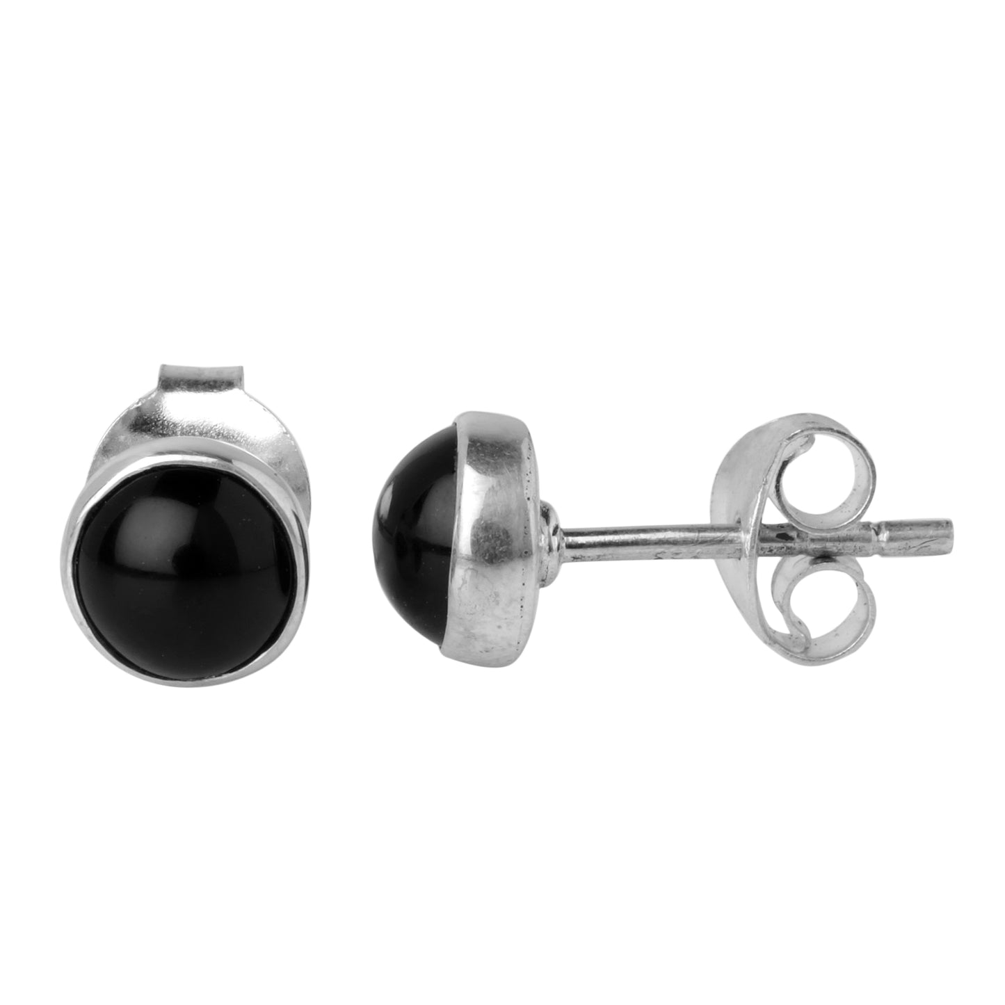 Black Onyx Round Earrings