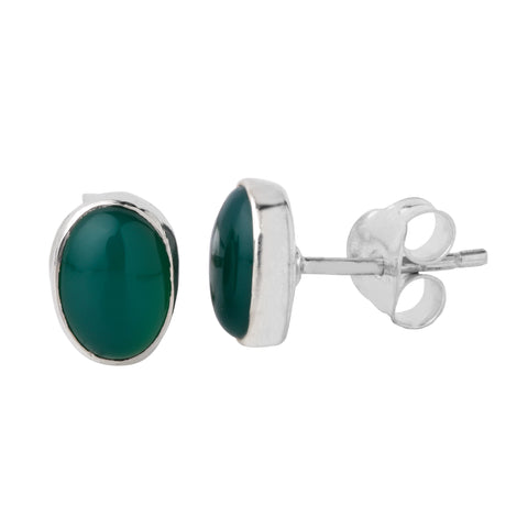 Green Onyx Oval Earrings
