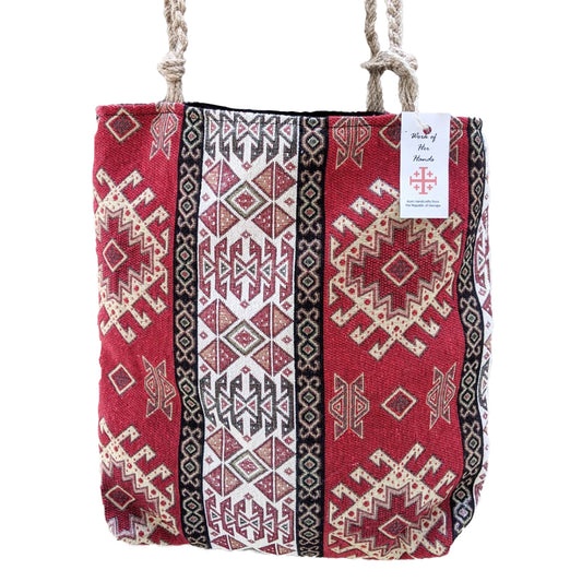 Woven Kilim Tote - Red