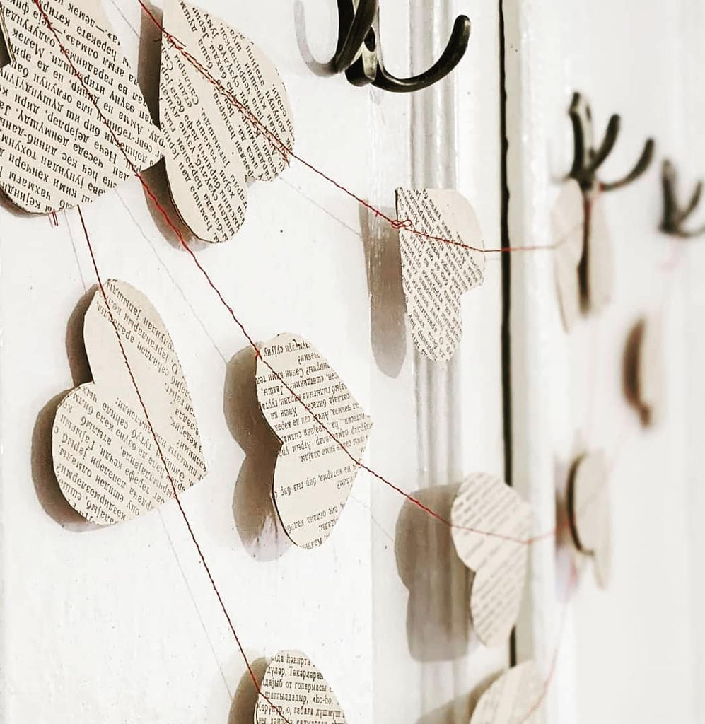 Book Page Paper Heart Garland